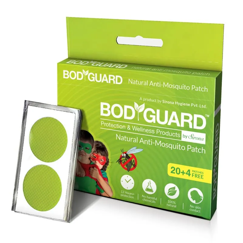 Bodyguard Natural Repellent Mosquito Patches For Babies with 12 Hour Protection - 24 Patches