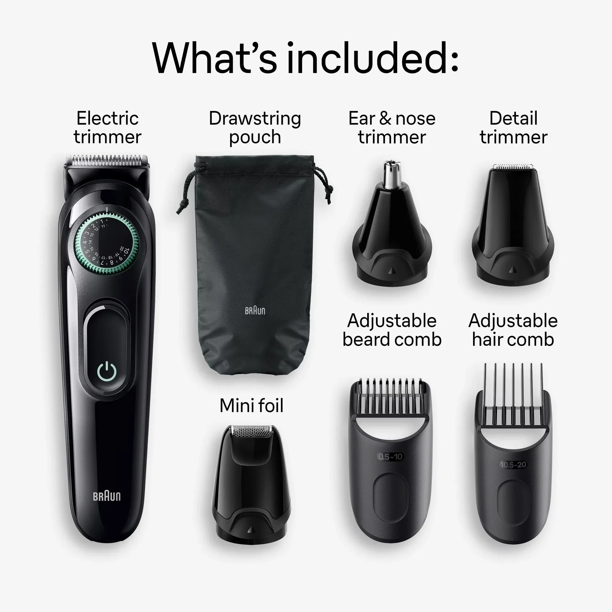 Braun 3470 Series 3 All-in-One 7-in-1 Electric Grooming Kit with Beard Trimmer for Men