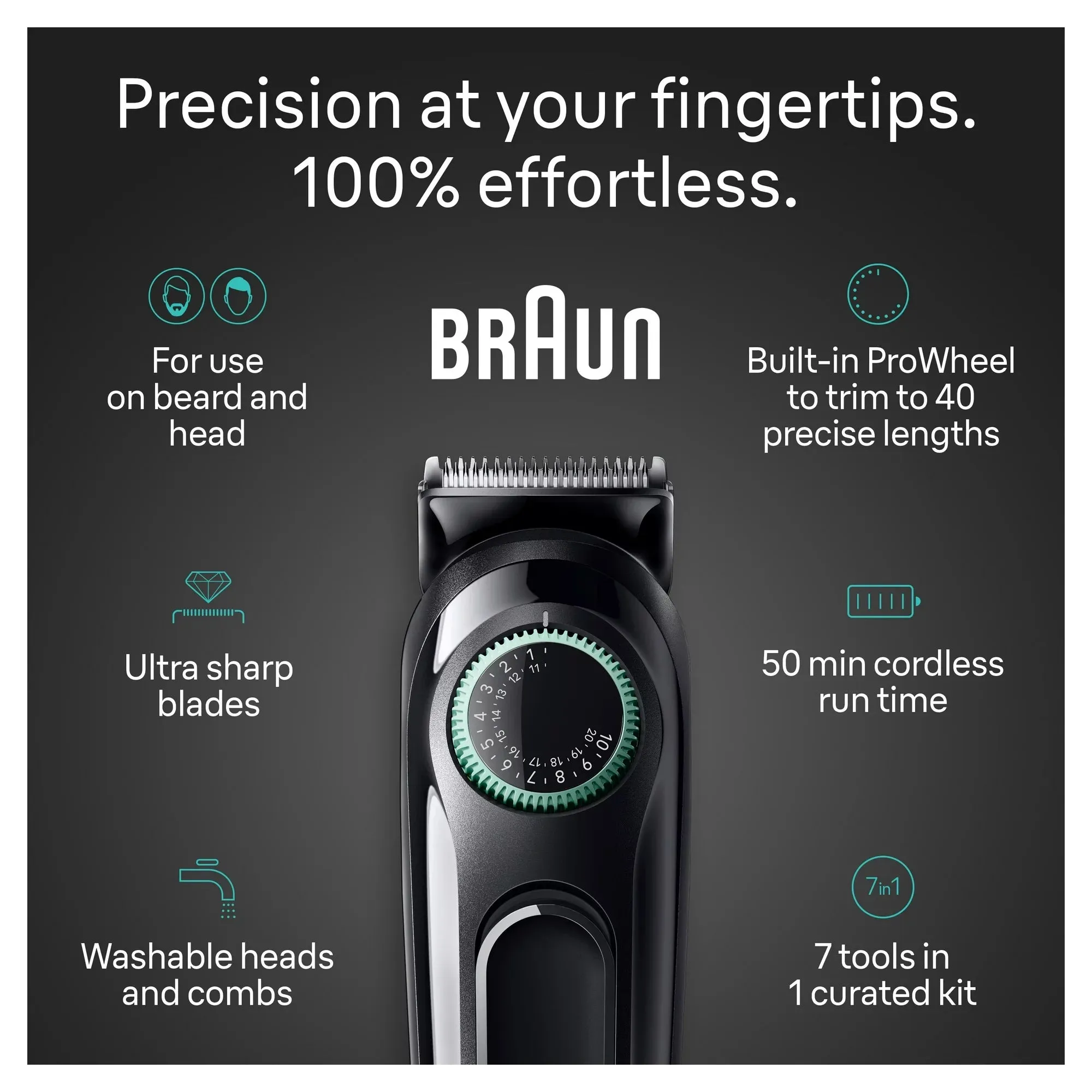 Braun 3470 Series 3 All-in-One 7-in-1 Electric Grooming Kit with Beard Trimmer for Men