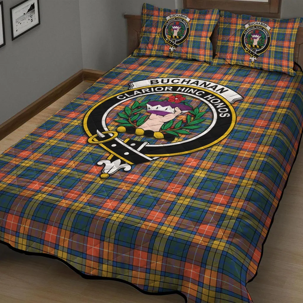 Buchanan Ancient Tartan Quilt Bed Set with Family Crest