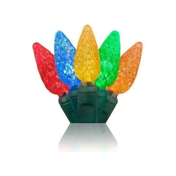 C6 Multicolor LED Christmas Lights, 100 Bulbs, 4" Spacing