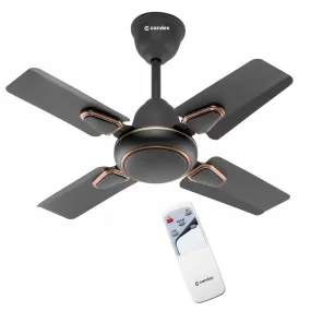 Candes Brio Turbo 600 mm /24 inch Ceiling Fan with Remote Control, High Air Delivery & Energy Saving | Small Fan for Kitchen, Balcony & Small Room | 1 1 Year Warranty | Coffee Brown