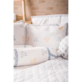 Cat Hand Block Printed Cot Bedding Set