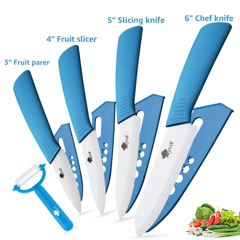 Ceramic Knives Kitchen knives 3 4 5 6 inch Chef knife Cook Set peeler white zirconia blade Multi-color Handle High Quality