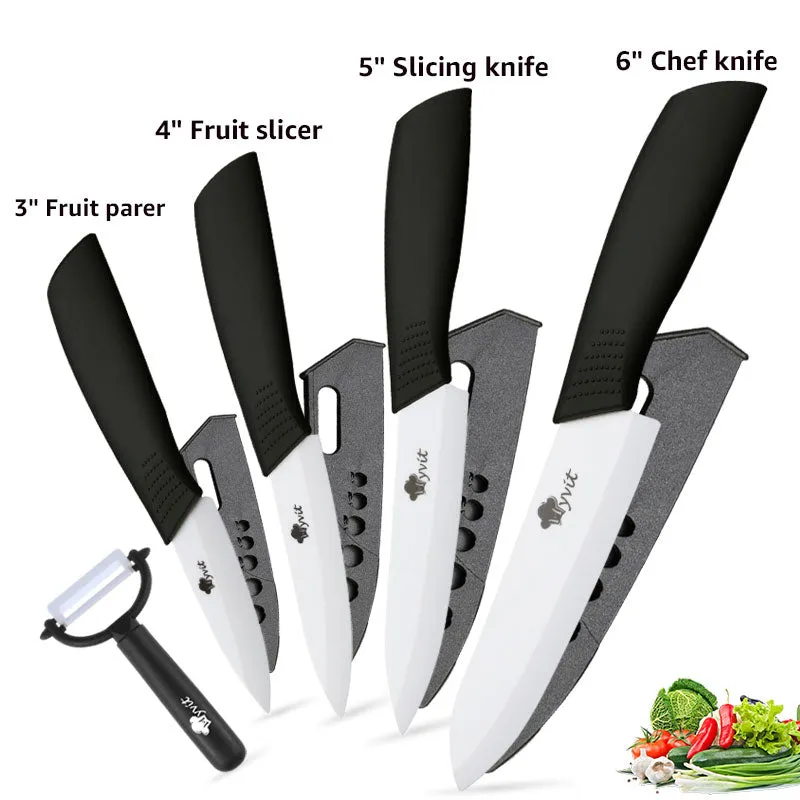 Ceramic Knives Kitchen knives 3 4 5 6 inch Chef knife Cook Set peeler white zirconia blade Multi-color Handle High Quality