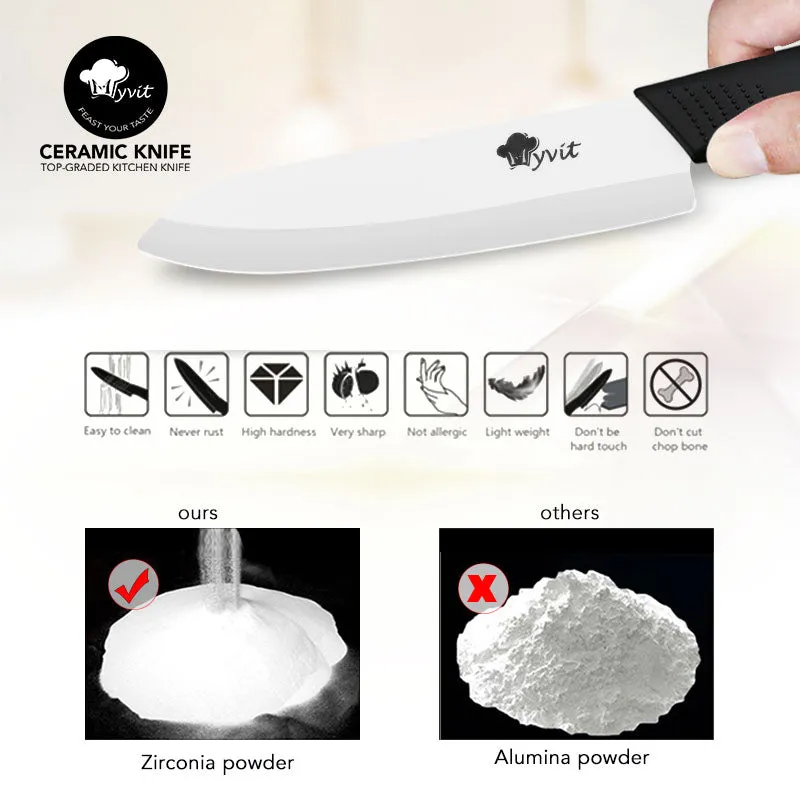 Ceramic Knives Kitchen knives 3 4 5 6 inch Chef knife Cook Set peeler white zirconia blade Multi-color Handle High Quality