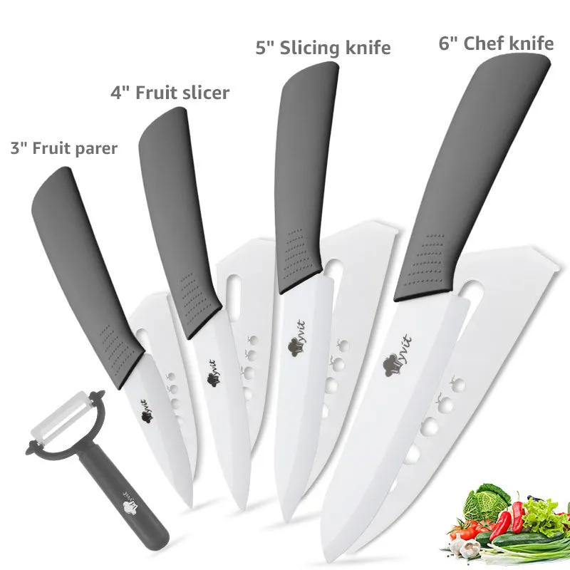 Ceramic Knives Kitchen knives 3 4 5 6 inch Chef knife Cook Set peeler white zirconia blade Multi-color Handle High Quality