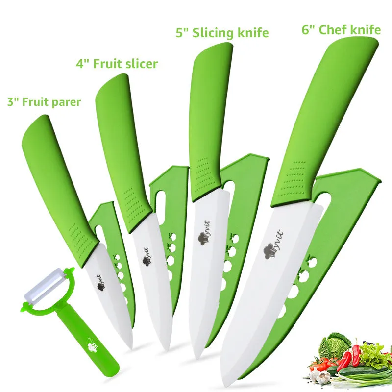 Ceramic Knives Kitchen knives 3 4 5 6 inch Chef knife Cook Set peeler white zirconia blade Multi-color Handle High Quality