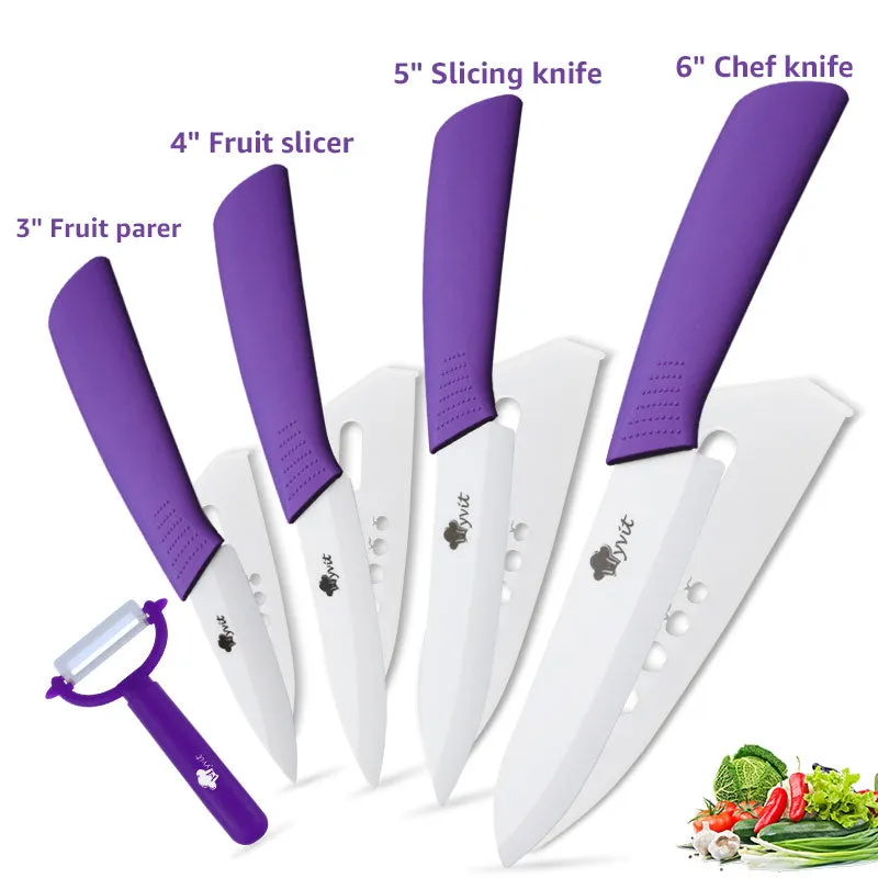 Ceramic Knives Kitchen knives 3 4 5 6 inch Chef knife Cook Set peeler white zirconia blade Multi-color Handle High Quality