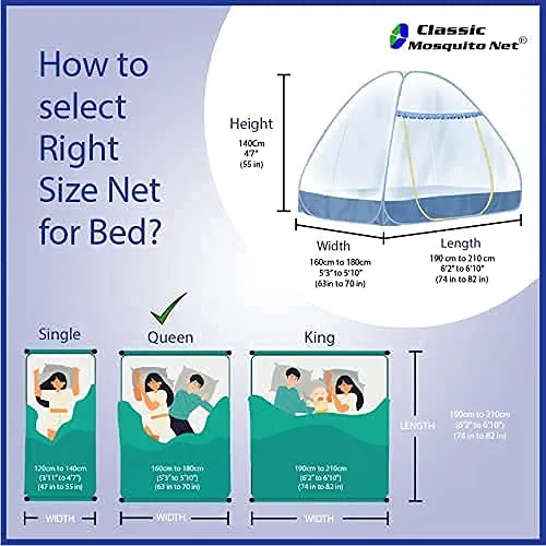 Classic Mosquito Net for Bed Queen Size | Polyester 28GSM Strong Net | HD Coated Corrosion Resistant Steel Wire - Pink