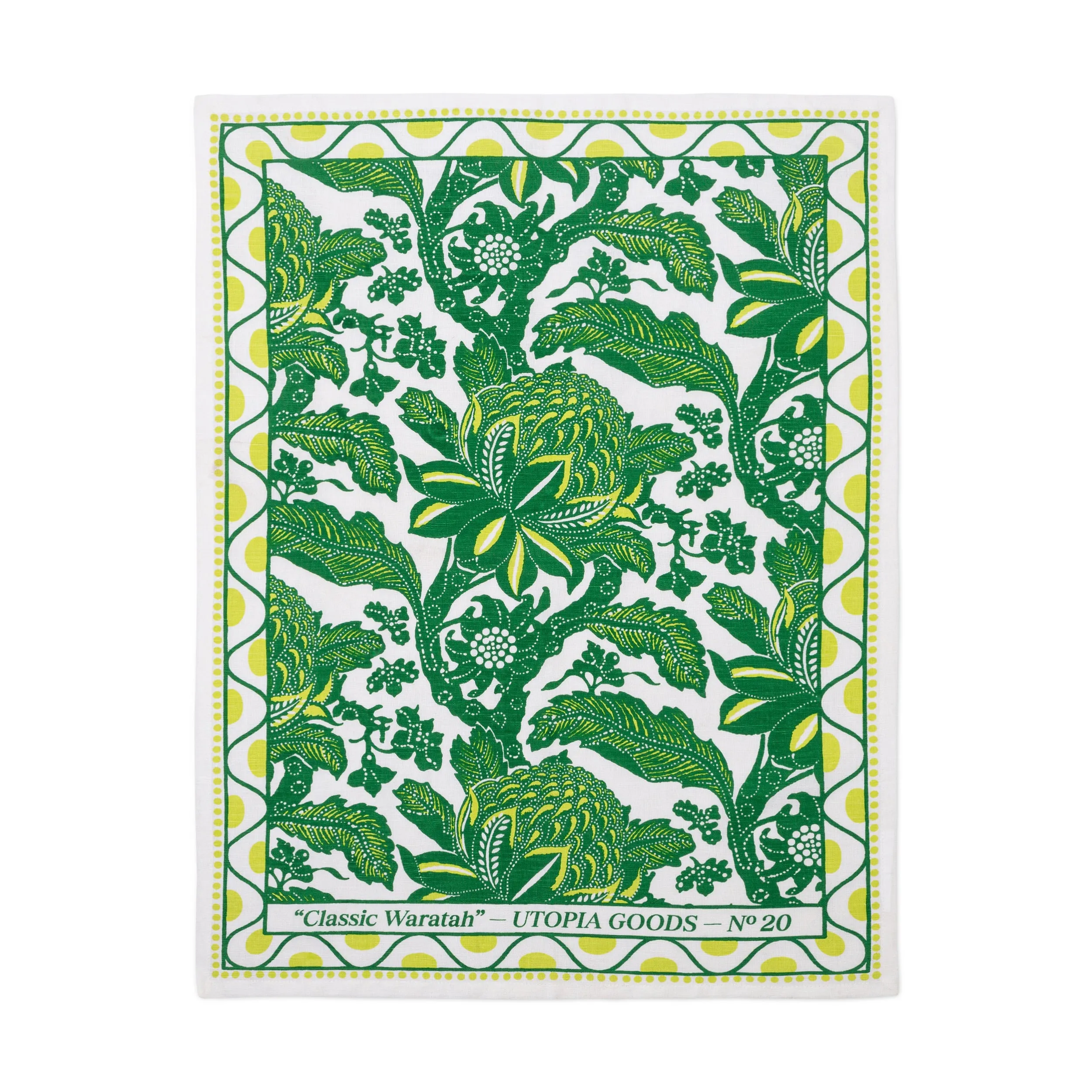 Classic Waratah Green Teatowel