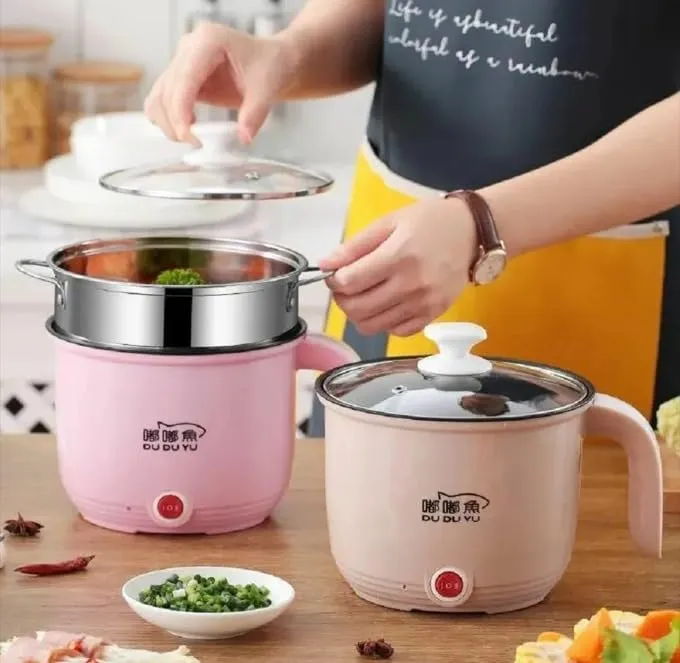 CREATION BAZAAR Non-Stick Multi-Function Colorful Electric Cooking Pot/Mini Rice Cooker/Portable Non-Stick Rice Cooker, Egg Boiler, Egg Cooker, full Automatic Non-Stick Cooker (1.5 L, Multicolor)