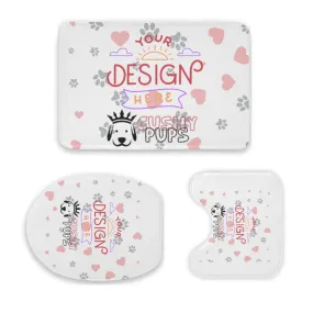 Custom Bathroom Set, Personalized Bathroom Set, Custom Bathroom Mat and Toilet Set - Cushy Pups