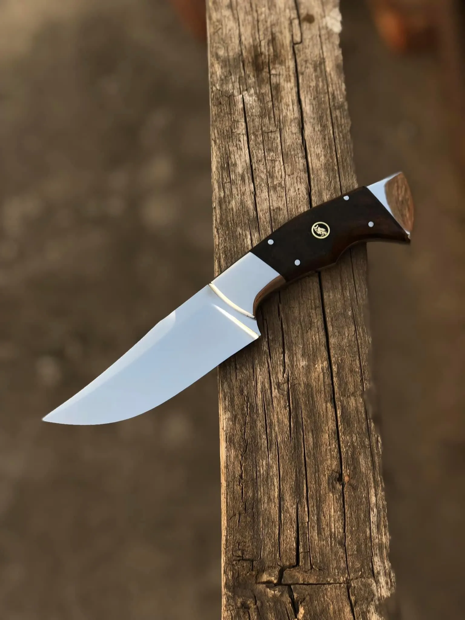 Custom Handmade 9.5” J2 Steel Hunting Knife with Steel Guard and Rosewood Handle, Includes Leather Sheath