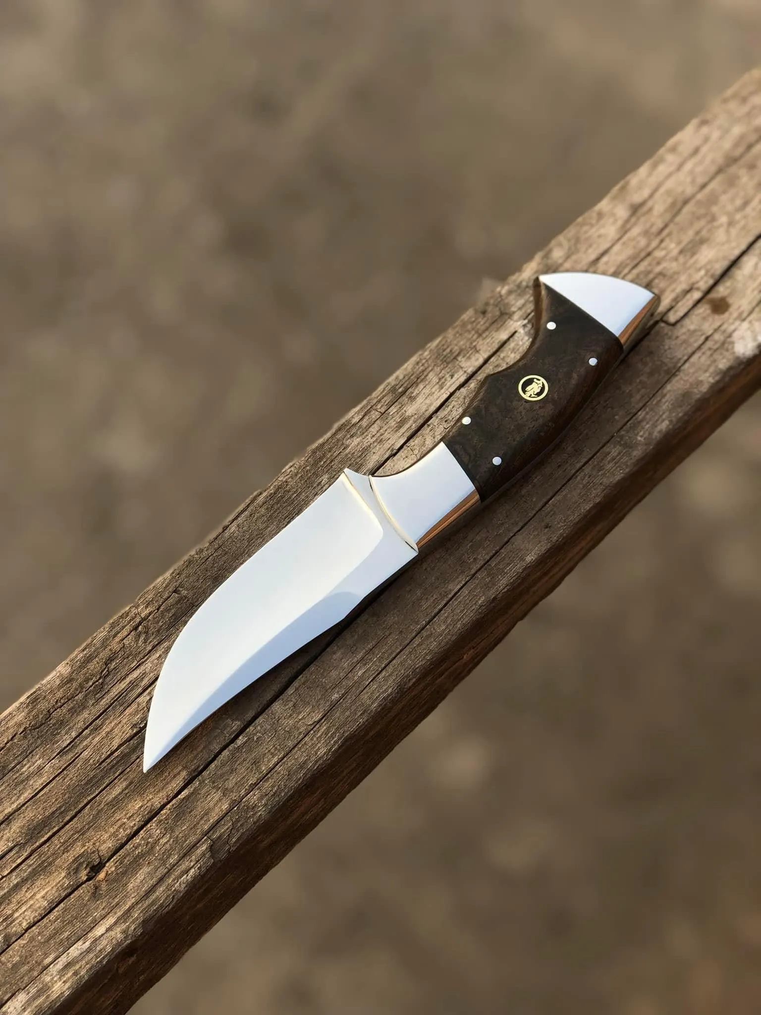 Custom Handmade 9.5” J2 Steel Hunting Knife with Steel Guard and Rosewood Handle, Includes Leather Sheath