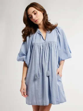 Daisy Dress in Chambray Polka Dot