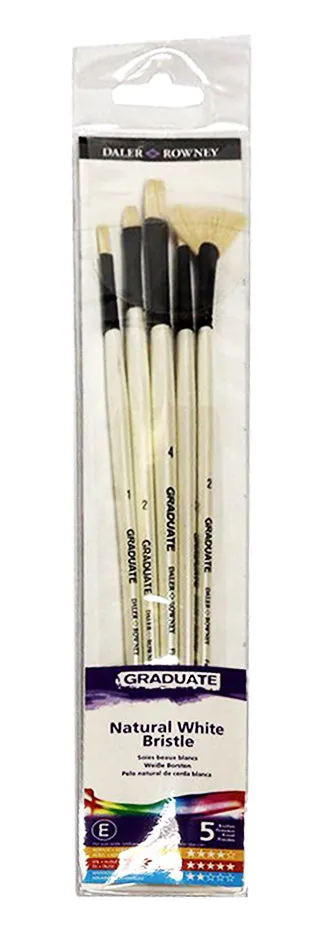 Daler Rowney Graduate Brush Long Handle Natural Bristle Bright Synth Brush LH Set