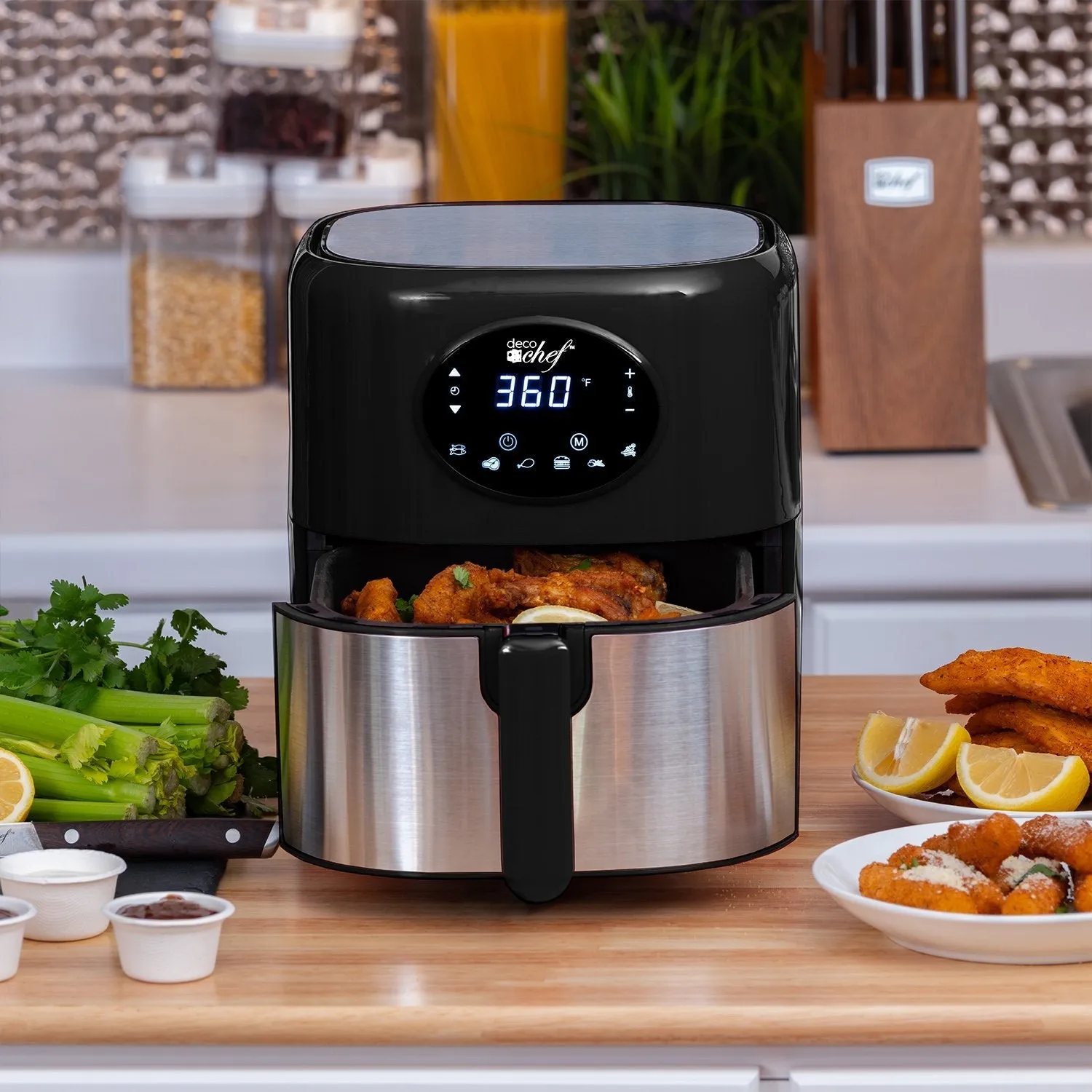 Deco Chef 3.7QT Digital Air Fryer with 6 Cooking Presets, Black - Refurbished