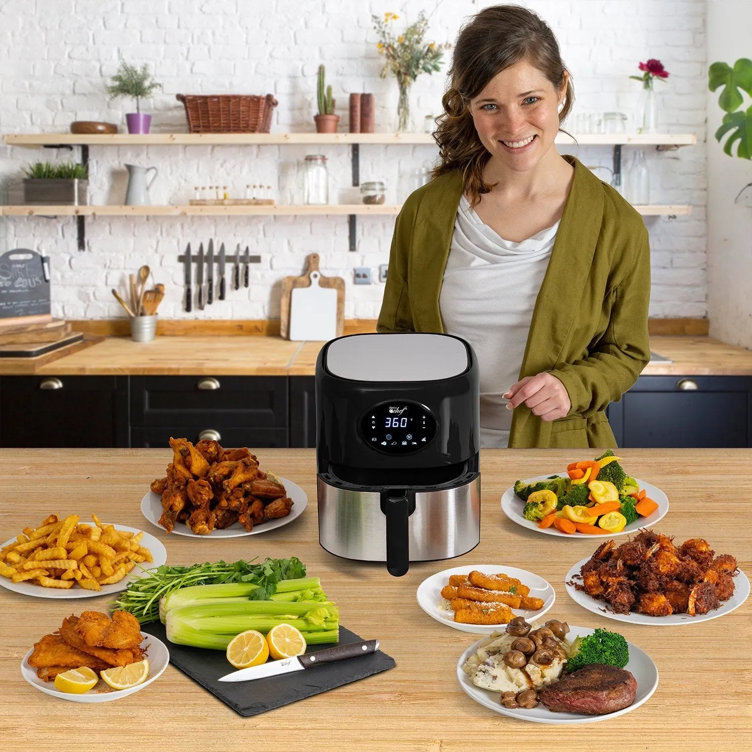 Deco Chef 3.7QT Digital Air Fryer with 6 Cooking Presets, Black - Refurbished