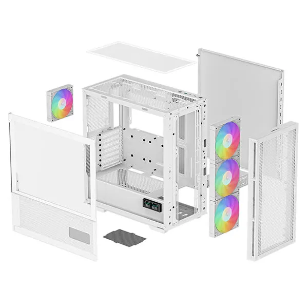 DeepCool | CH560 | Digital ATX Mesh Front Mid-Tower With Built-in Dual Status Digital Display - White