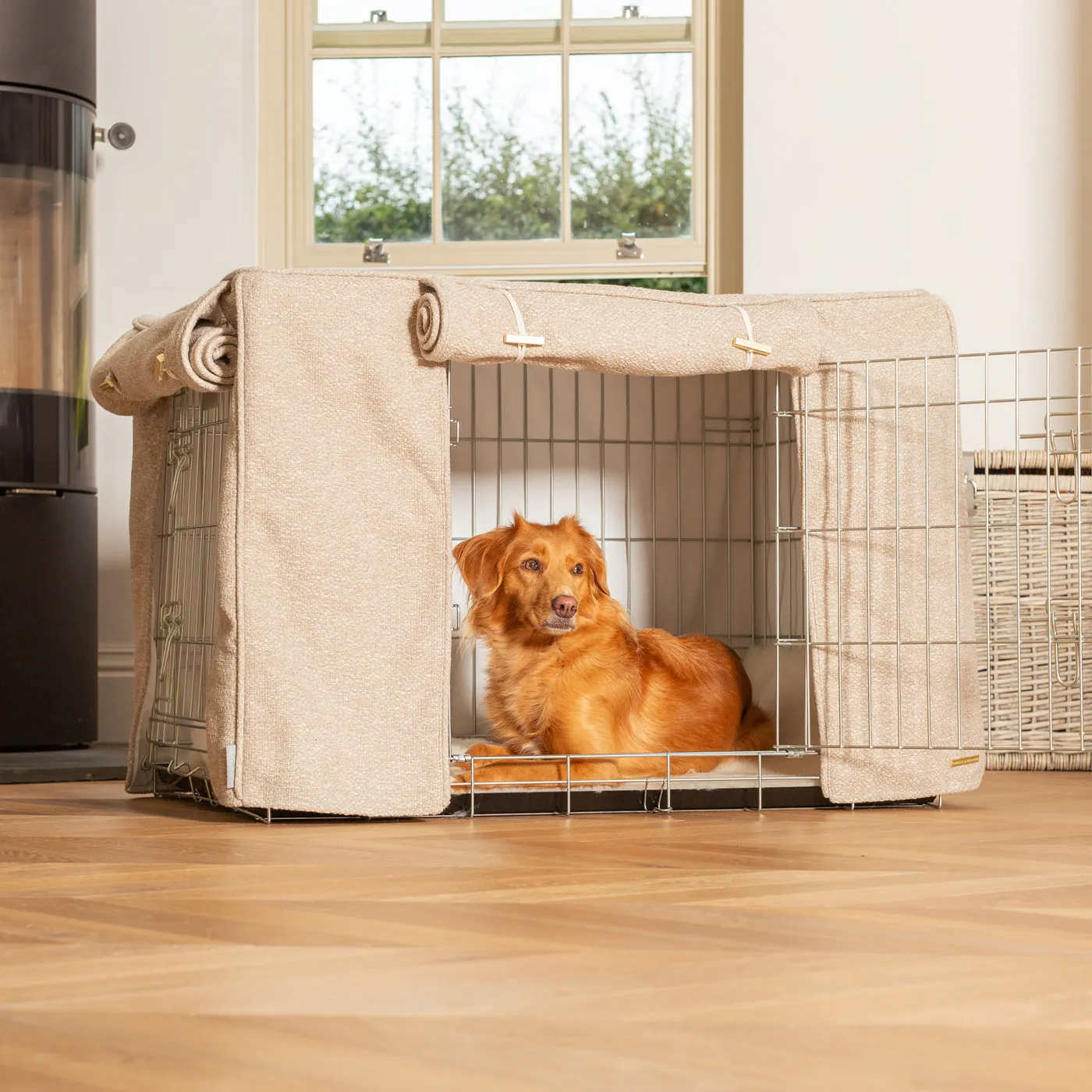 Dog Crate with Crate Cover in Essentials Herdwick Sandstone by Lords & Labradors