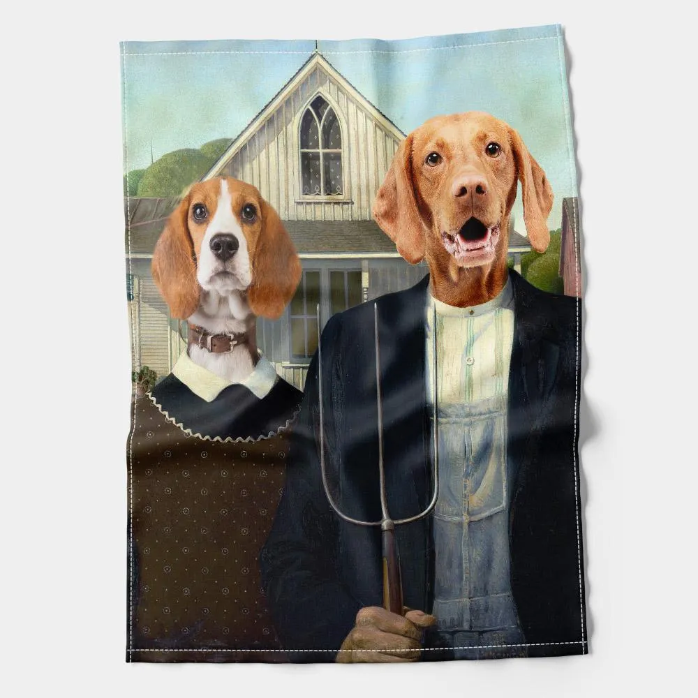 Dog Gothic Couple Tea Towel