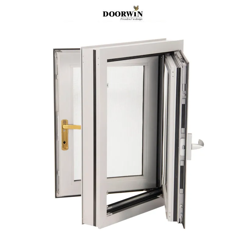 Doorwin 2021high quality factory Aluminum alloy Profile double glass casement window And Door with mosquito netting for cheap sale