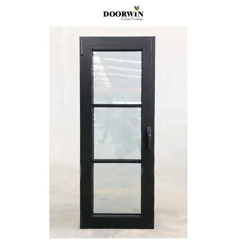 Doorwin 2021Modern Black Aluminum Tilt And Turn Casement Window With Grill Design And Mosquito Net For Homes