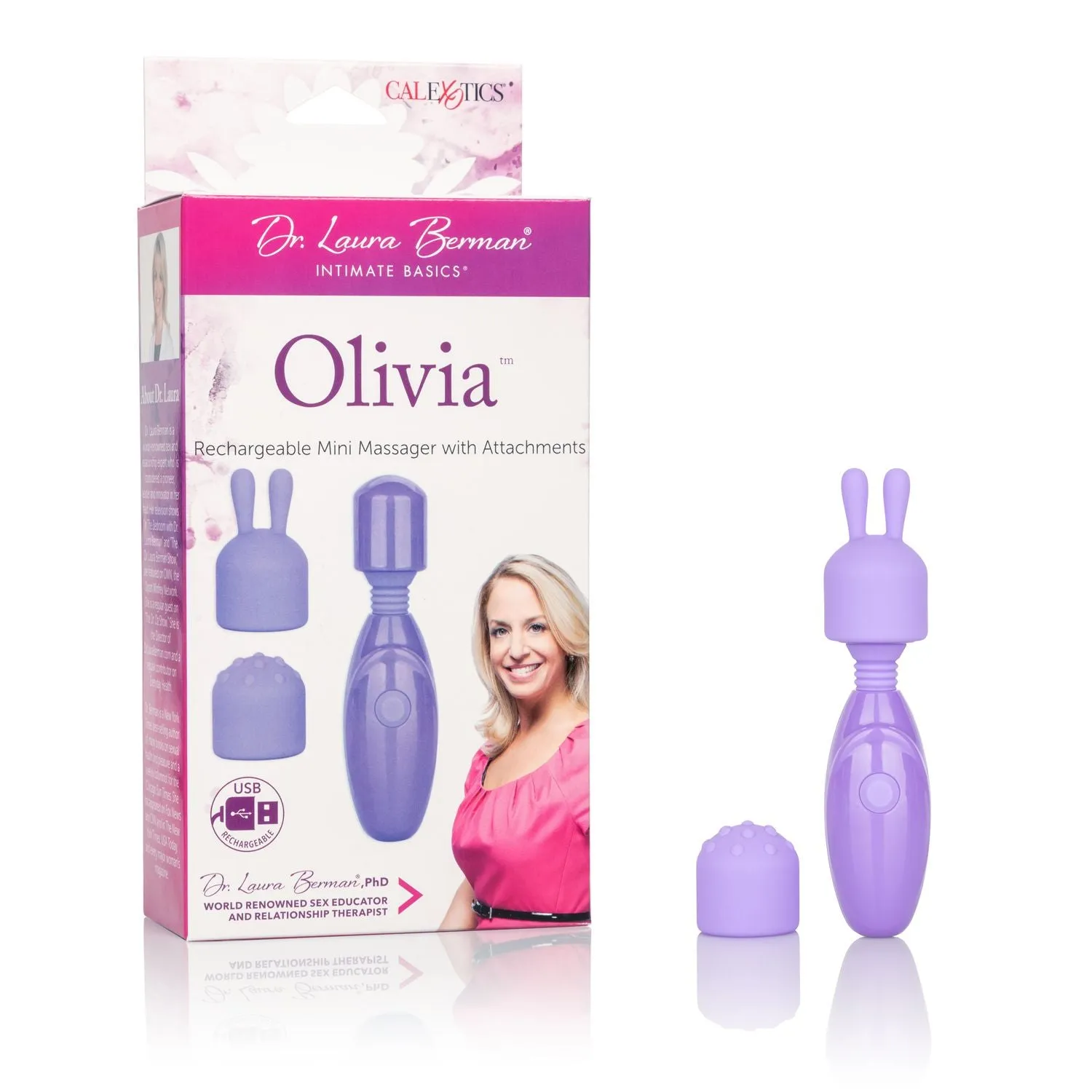 Dr Laura Berman Olivia Rechargeable Mini Massager With Attachments