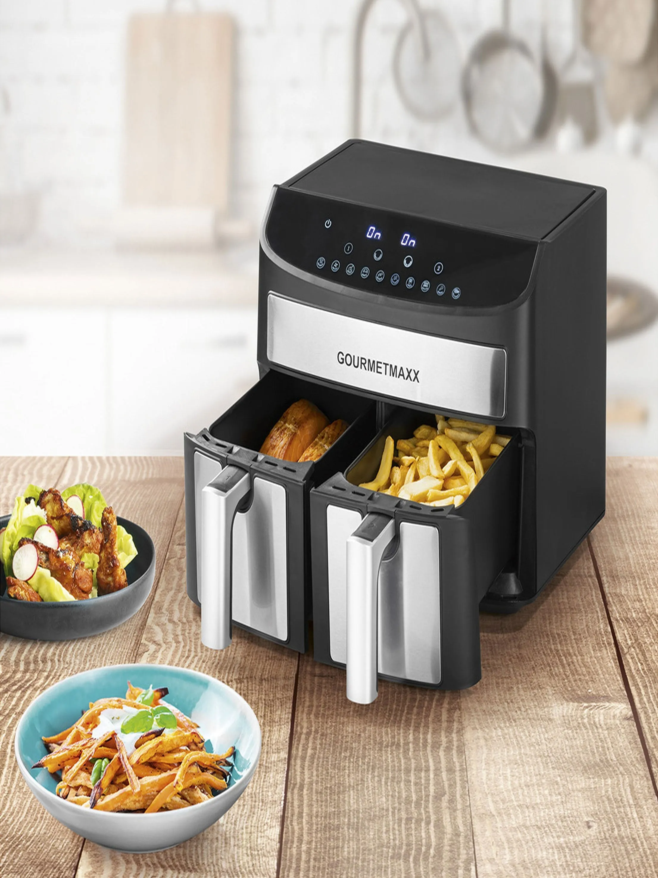 Dual-Chamber Hot Air Fryer, 2 X 3.5 L