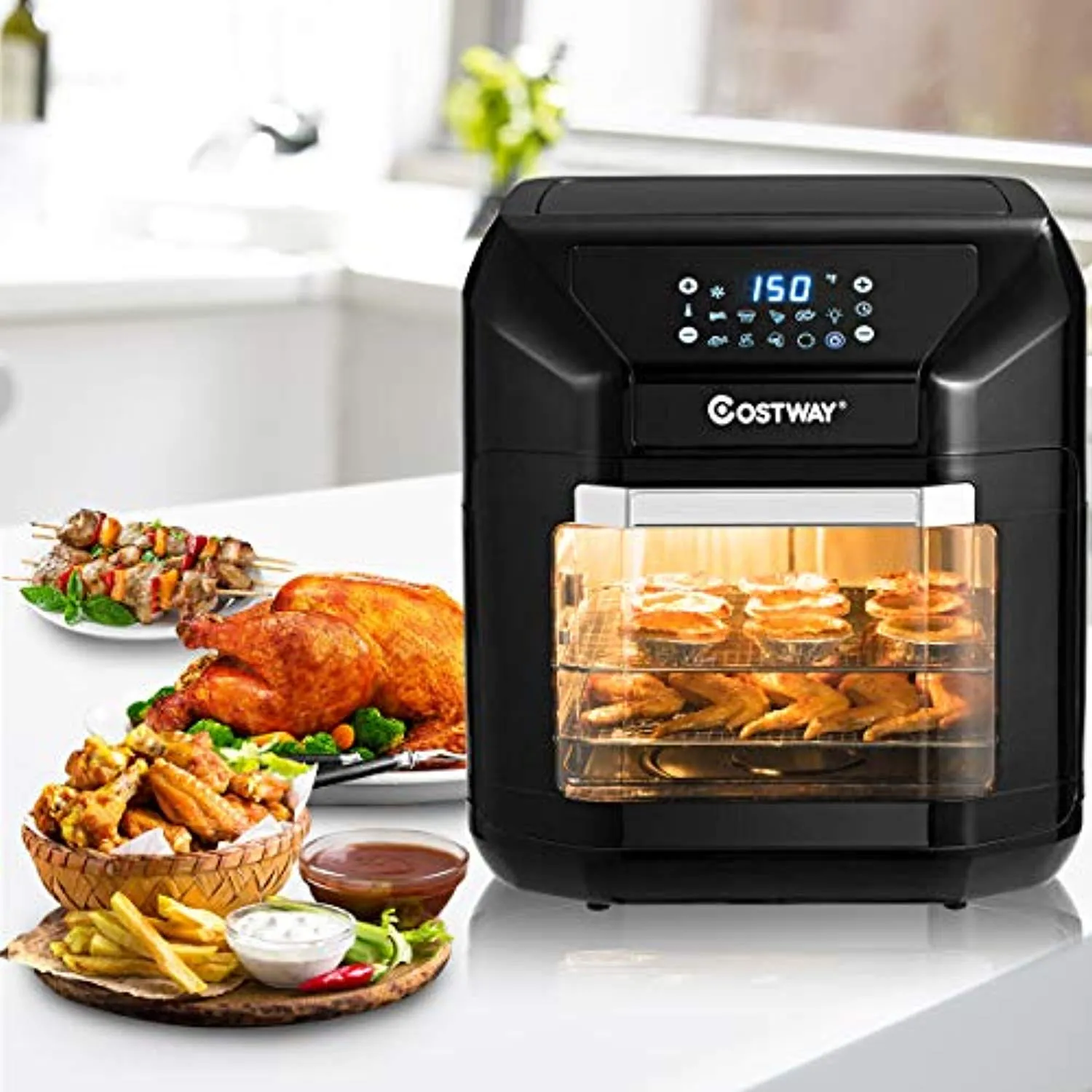 Electric Air Fryer Oven, 7-in-1 Kitchen Air Oven with Rotisserie