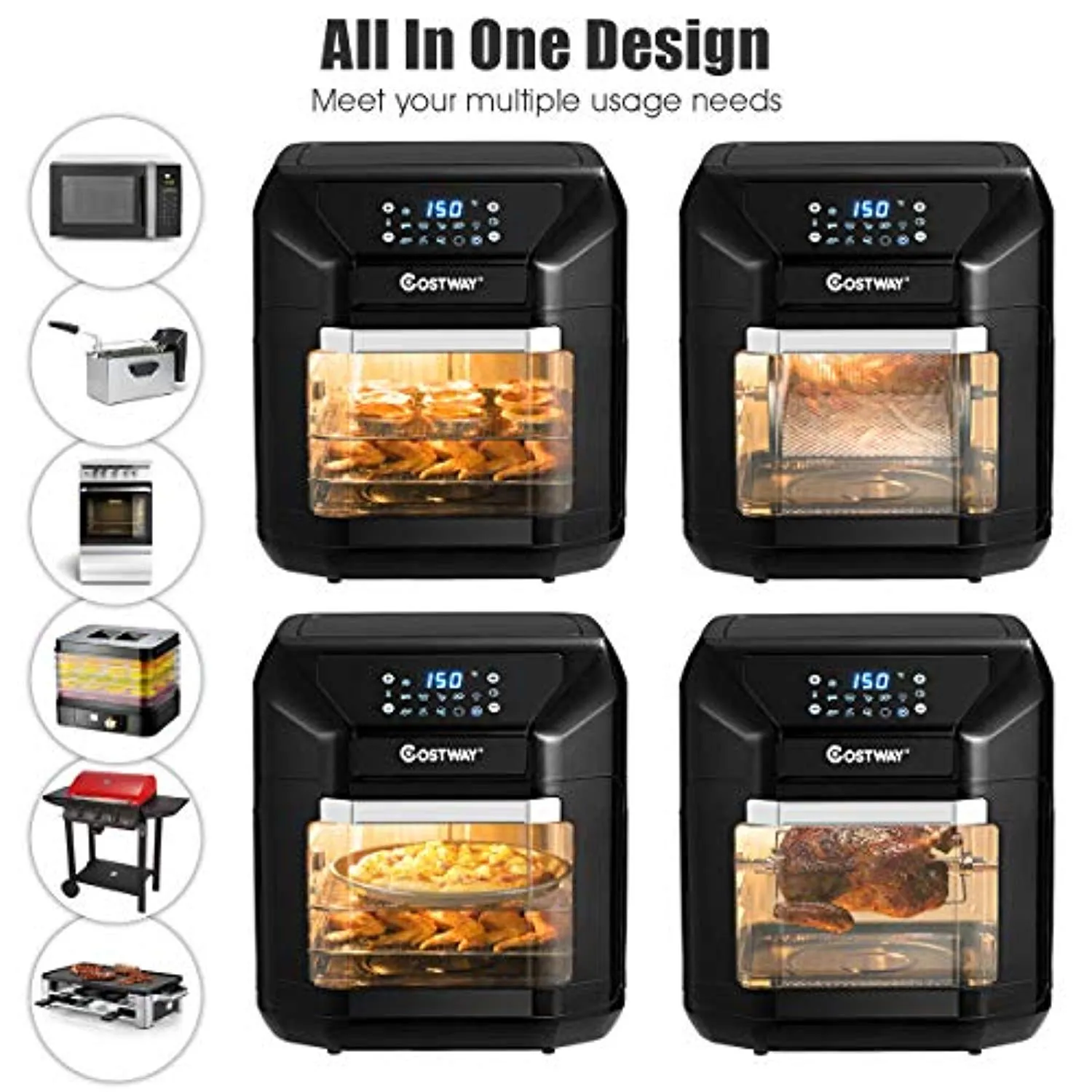 Electric Air Fryer Oven, 7-in-1 Kitchen Air Oven with Rotisserie