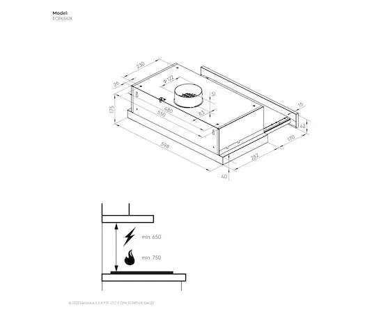 Electrolux ECP6541X 60cm UltimateTaste 300 Pull-out Extractor Hood