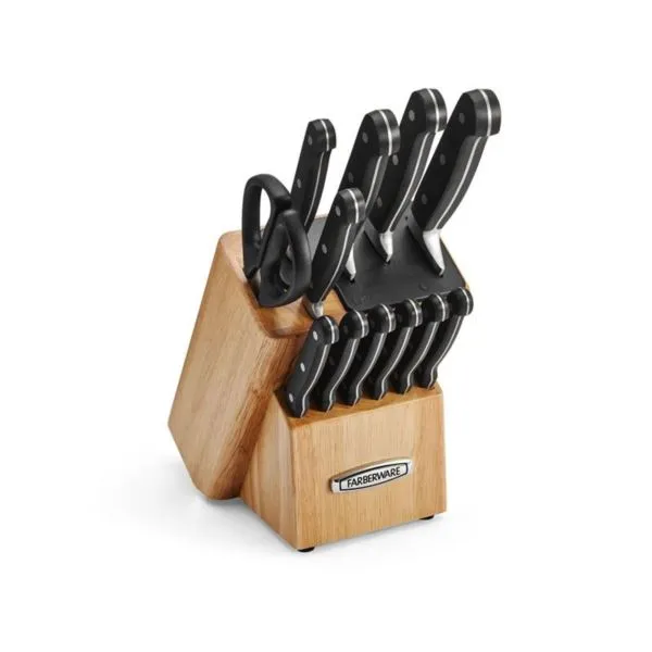 Farberware Self-sharpening 13-piece Knife Block Set Edge Keeper Natural