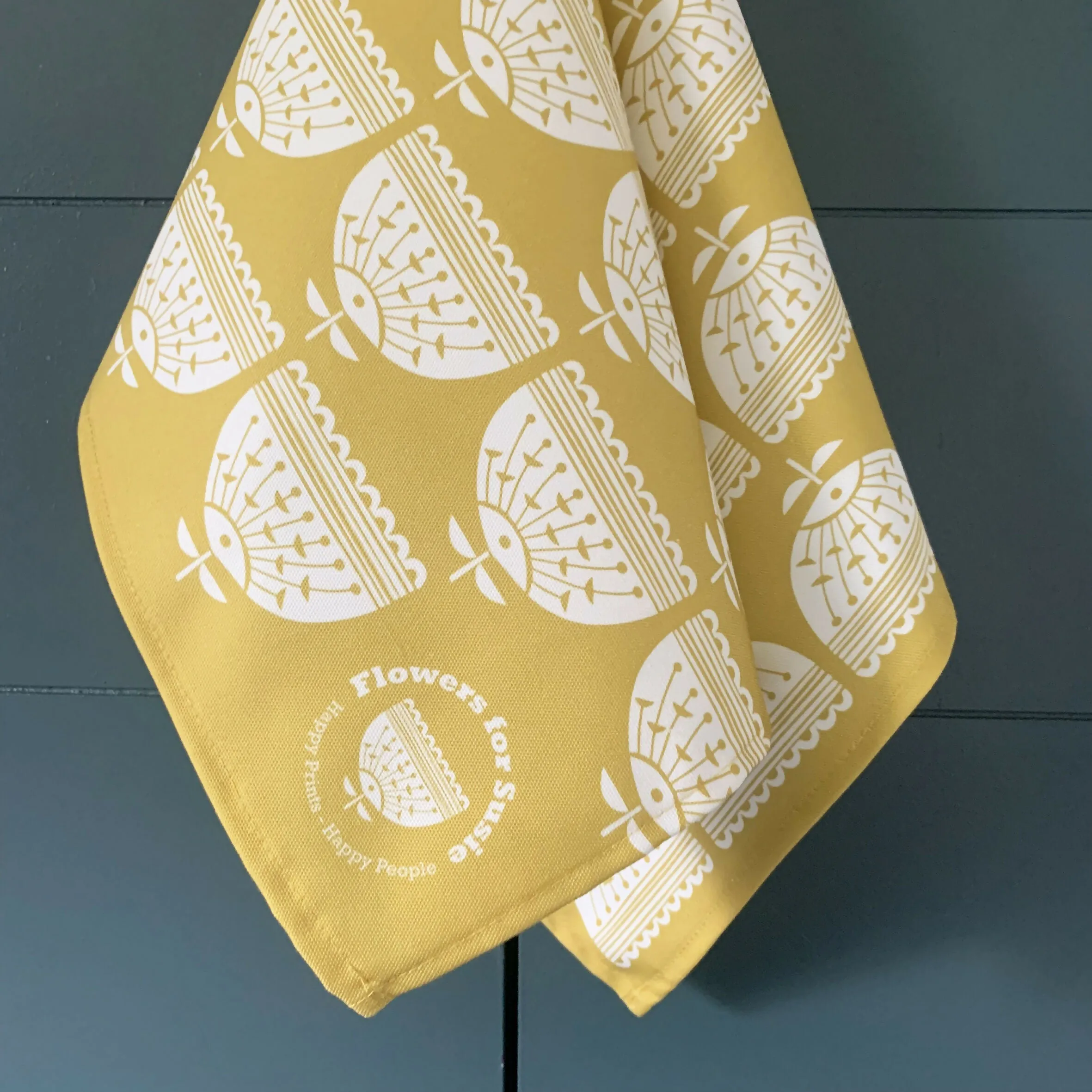 Flower Tea Towel - Yellow