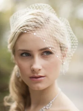 French Bridal Birdcage Veil with Swarovski Crystals