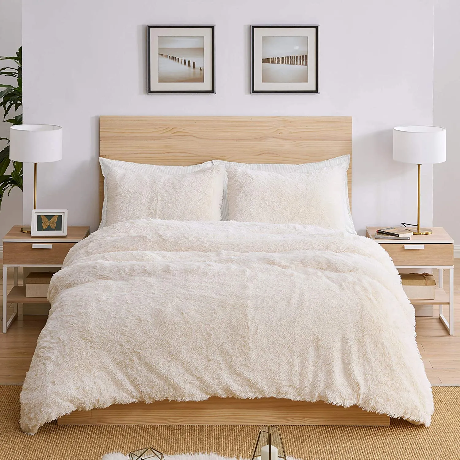 Fuzzy Plush Duvet Comforter Cover and Sham 3 pc.