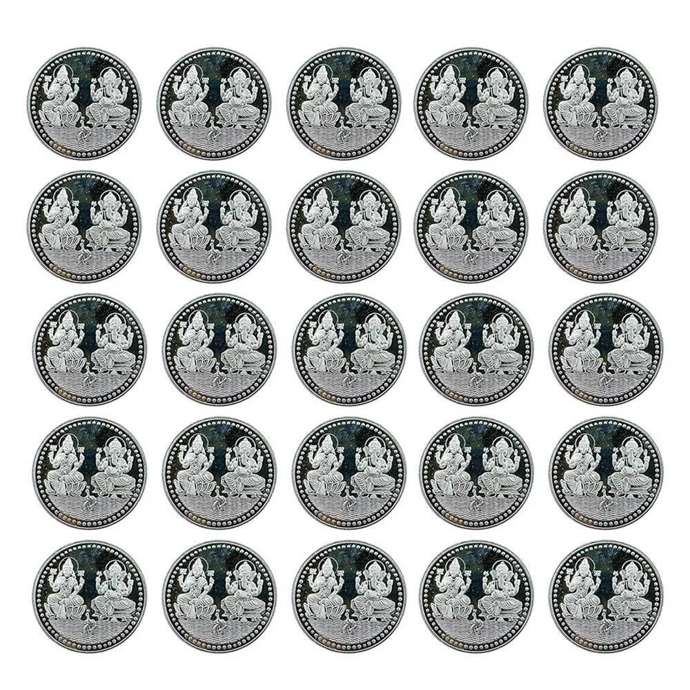 Ganesh Lakshmi Coin In Pure 999 Silver 10 Grams Set Of 50 Religious Coins