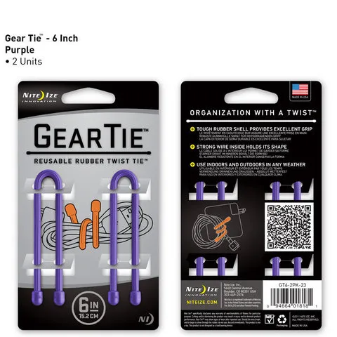 Gear Tie 6in 2 pk - Purple