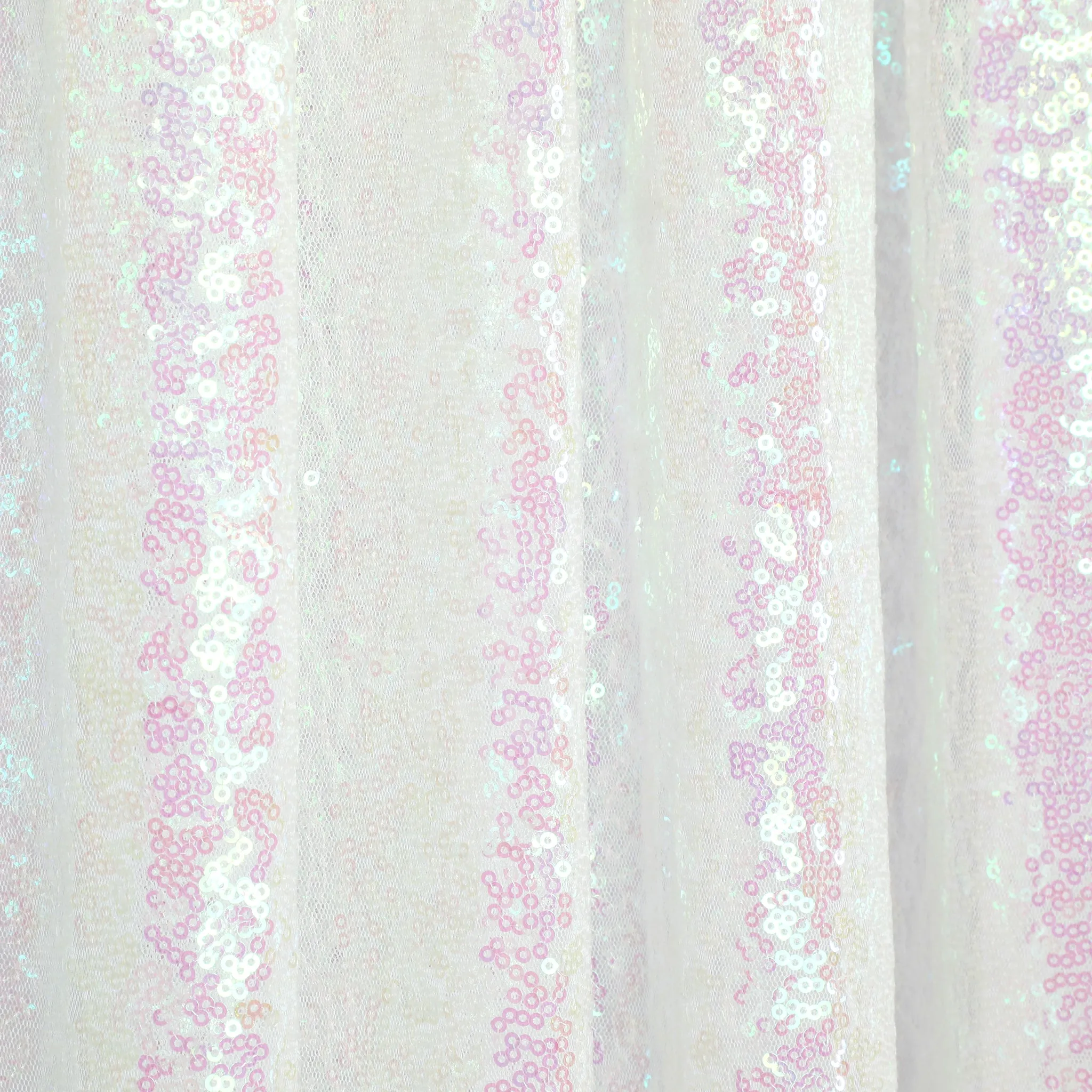 Glitz Sequin Mesh Net 10ft H x 52" W Drape/Backdrop panel - Iridescent White