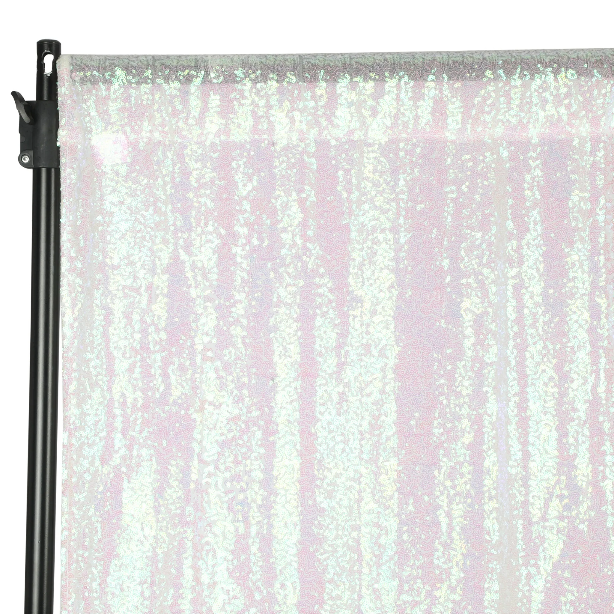 Glitz Sequin Mesh Net 10ft H x 52" W Drape/Backdrop panel - Iridescent White