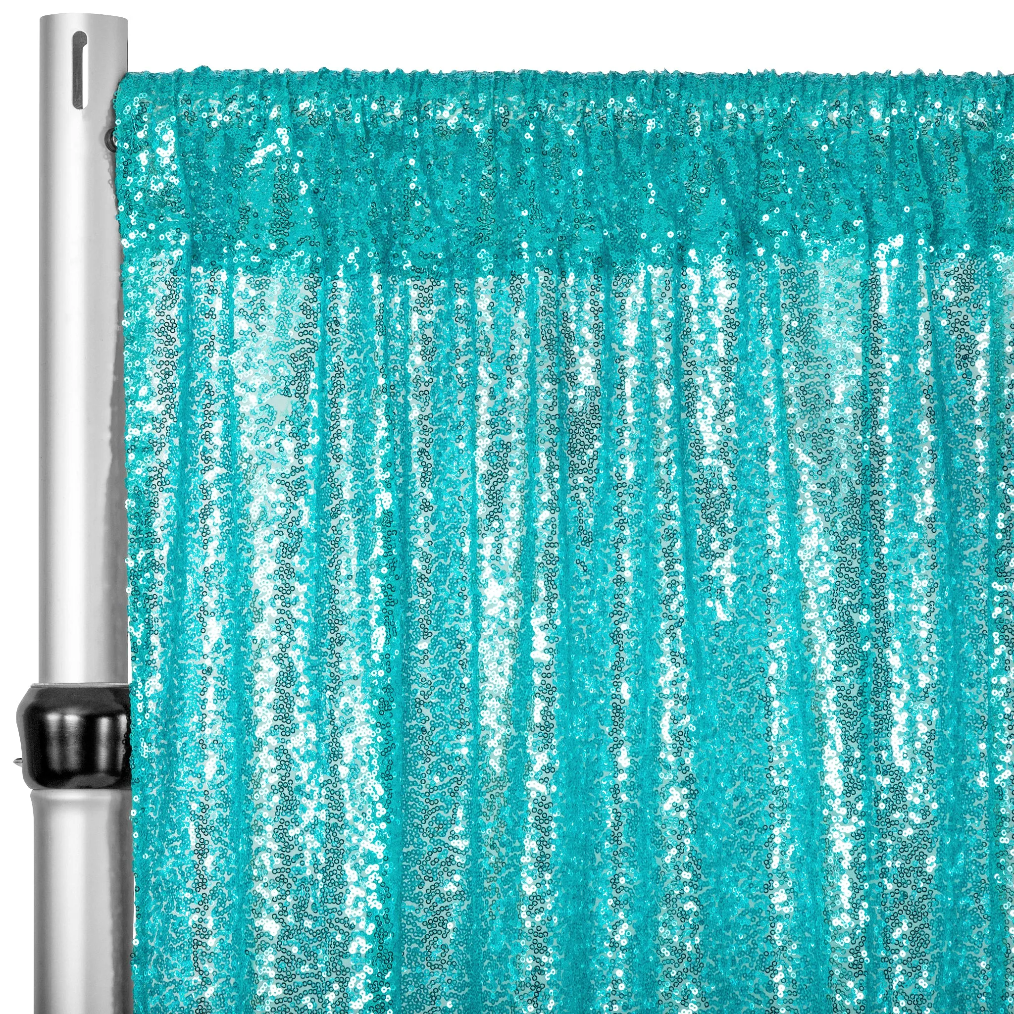 Glitz Sequin Mesh Net 10ft H x 52" W Drape/Backdrop panel - Turquoise