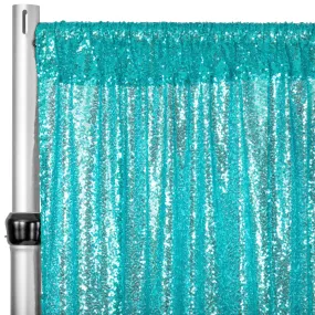 Glitz Sequin Mesh Net 10ft H x 52" W Drape/Backdrop panel - Turquoise