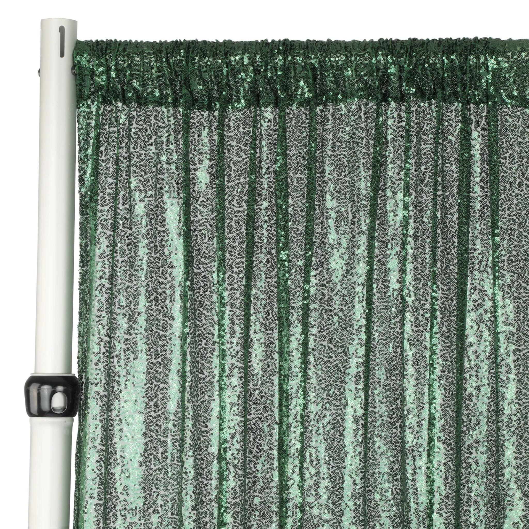 Glitz Sequin Mesh Net 12ft H x 52" W Drape/Backdrop panel - Emerald Green