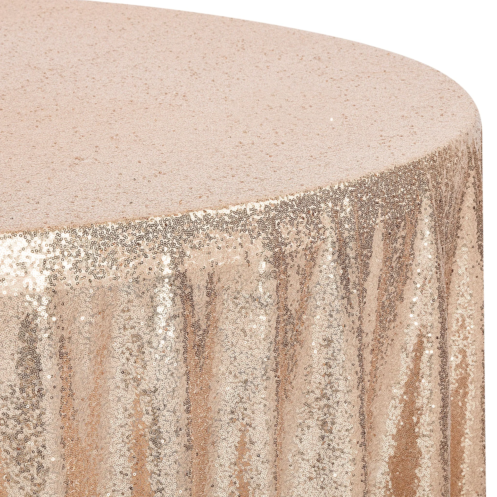 Glitz Sequin Mesh Net Tablecloth 116" Round - Champagne