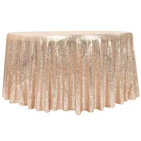 Glitz Sequin Mesh Net Tablecloth 116" Round - Champagne