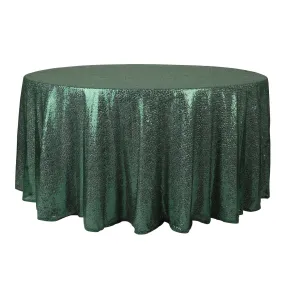 Glitz Sequin Mesh Net Tablecloth 116" Round - Emerald Green