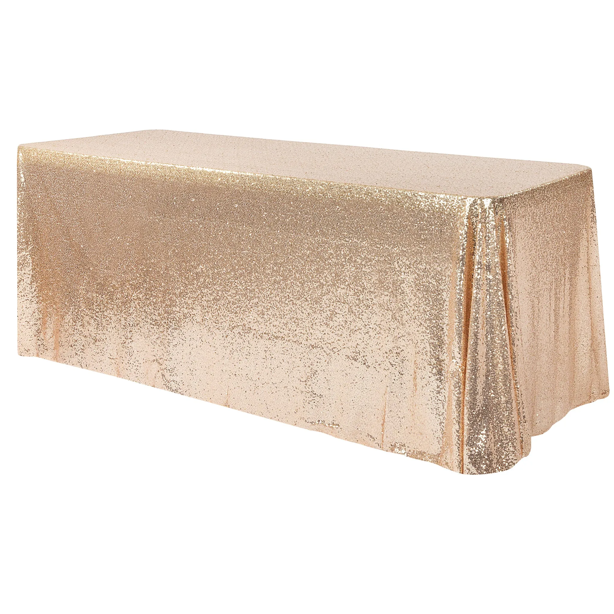 Glitz Sequin Mesh Net Tablecloth  90"x156" Rectangular -  Champagne