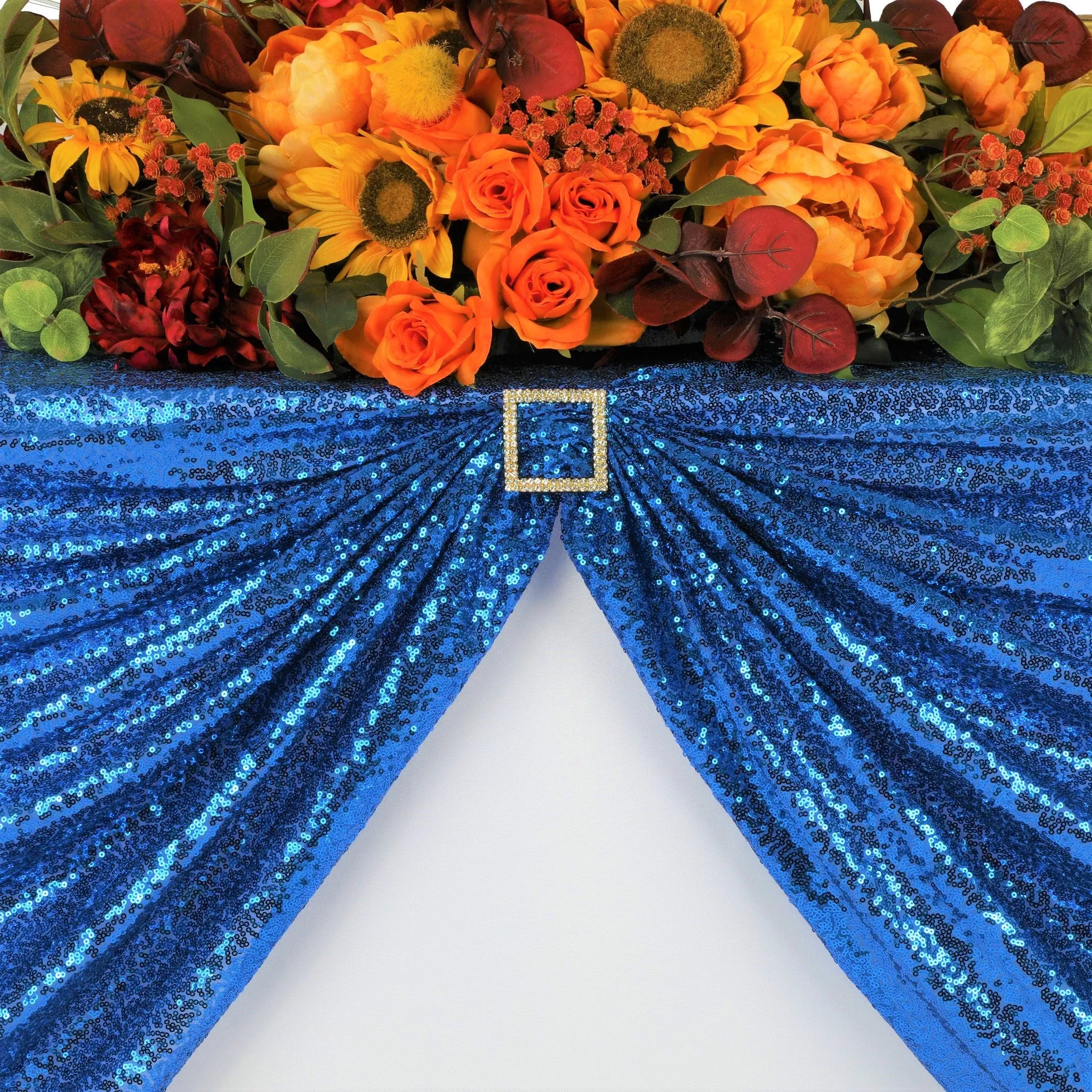 Glitz Sequin Mesh Net Tablecloth  90"x156" Rectangular -  Royal Blue