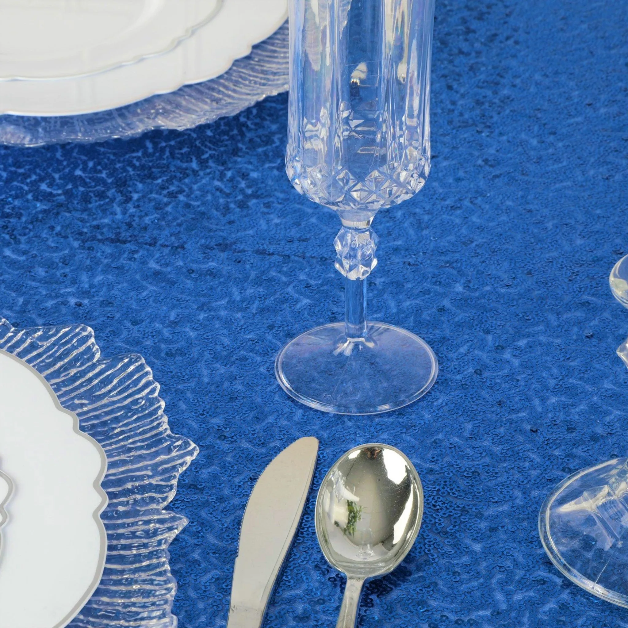 Glitz Sequin Mesh Net Tablecloth  90"x156" Rectangular -  Royal Blue